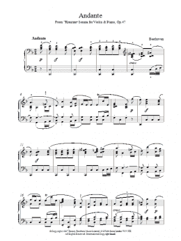 page one of Andante Kreutzer Sonata (Piano Solo)
