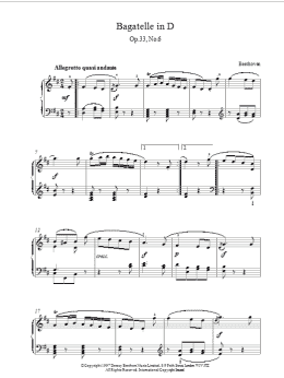 page one of Bagatelle Op.33 No.6 (Piano Solo)