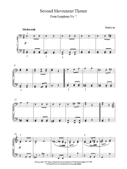 page one of Second Movement Theme From Symphony No.7 (Piano Solo)