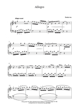 page one of Allegro In F (Piano Solo)