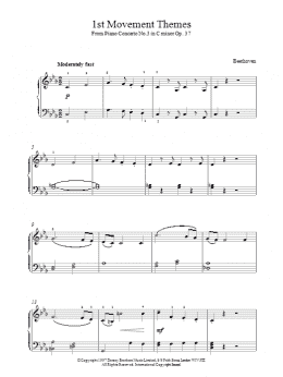 page one of 1st Movement Themes Piano Concerto No.3 Op.37 (Piano Solo)