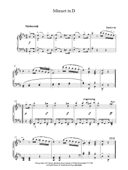 page one of Minuet In D (Piano Solo)