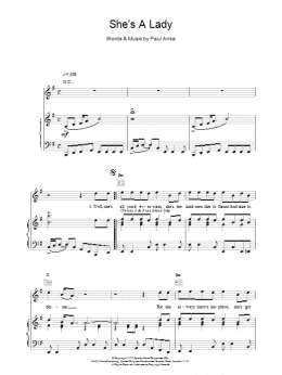 page one of She's A Lady (Piano, Vocal & Guitar Chords)