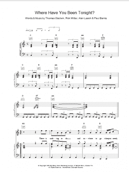 page one of Where Have You Been Tonight (Piano, Vocal & Guitar Chords)
