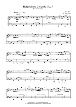 page one of Harpsichord Concerto No. 5 (Piano Solo)
