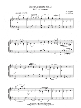 page one of Horn Concerto No. 2 (Piano Solo)