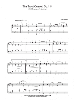 page one of The Trout Quintet - 4th Movement: Andantino (Piano Solo)