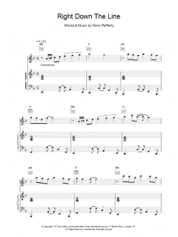 page one of Right Down The Line (Piano, Vocal & Guitar Chords)
