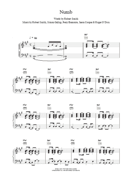 page one of Numb (Piano, Vocal & Guitar Chords)