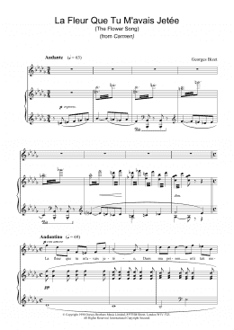 page one of La Fleur Que Tu M'avais Jetee (The Flower Song) (from Carmen) (Piano & Vocal)