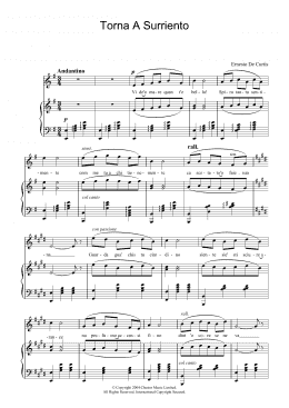page one of Torna A Surriento (Piano & Vocal)