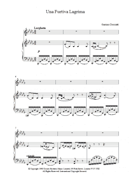 page one of Una Furtiva Lagrima (Piano, Vocal & Guitar Chords)