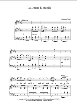 page one of La Donna e Mobile (Piano, Vocal & Guitar Chords)