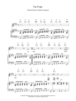 page one of I'm Free (Piano, Vocal & Guitar Chords)