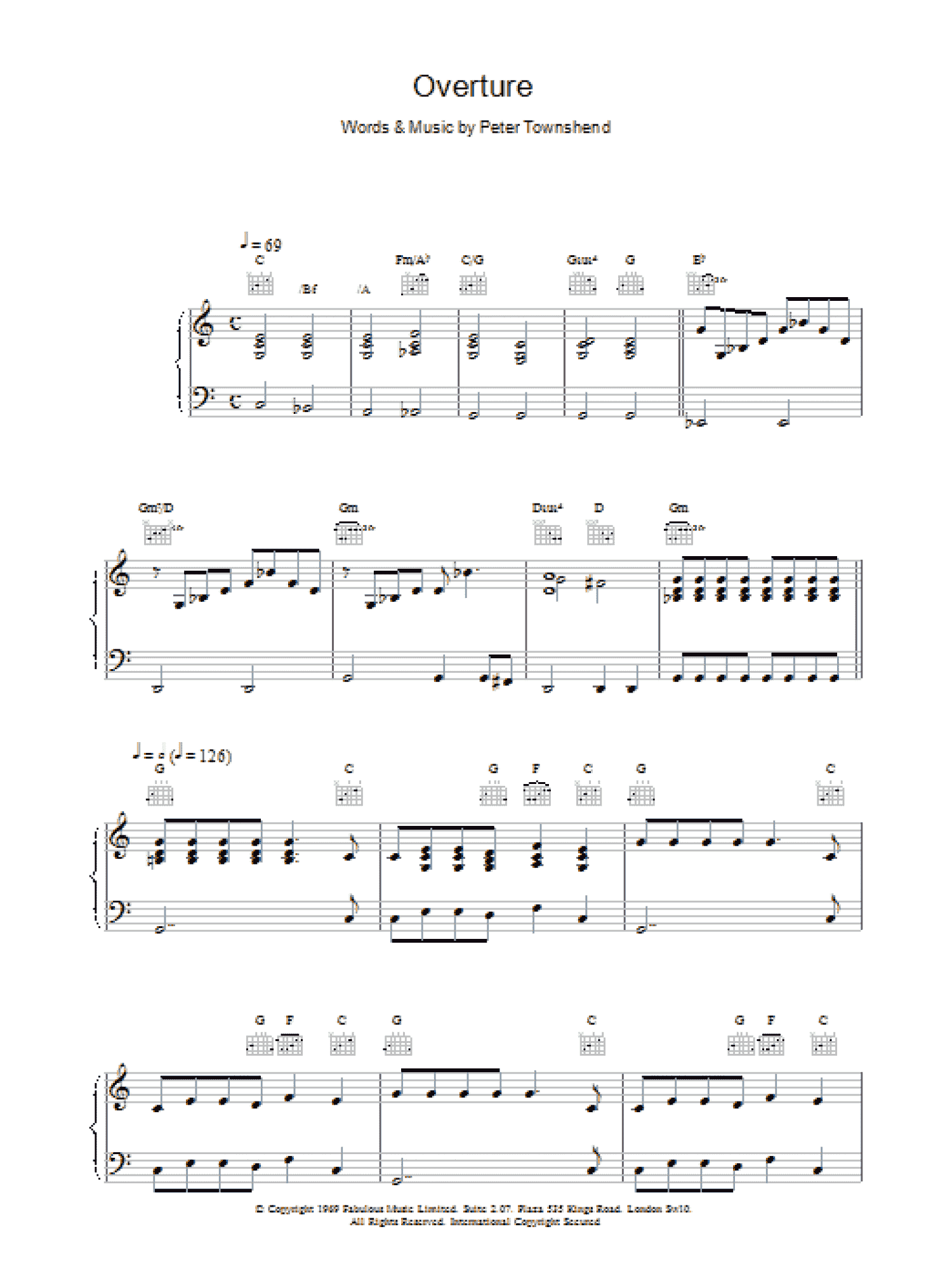 Overture (Piano, Vocal & Guitar Chords)