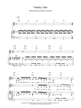 page one of Twenty One (Piano, Vocal & Guitar Chords)