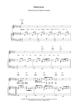 page one of Welcome (Piano, Vocal & Guitar Chords)