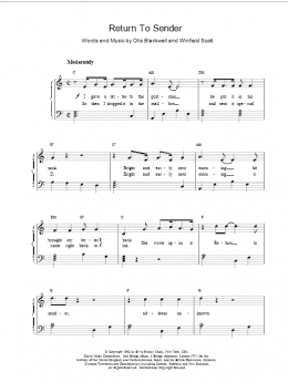 page one of Return To Sender (Easy Piano)