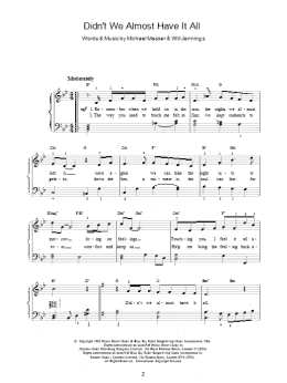 page one of Didn't We Almost Have It All (Piano, Vocal & Guitar Chords)