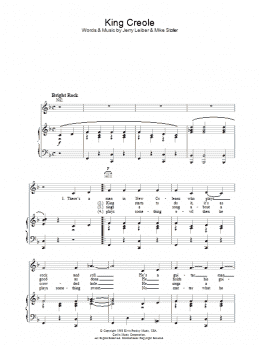 page one of King Creole (Piano, Vocal & Guitar Chords)