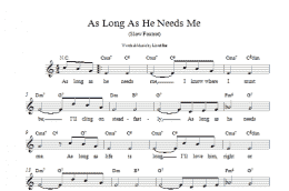 page one of As Long As He Needs Me (Piano, Vocal & Guitar Chords)