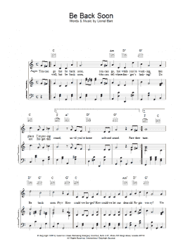 page one of Be Back Soon (Piano, Vocal & Guitar Chords)