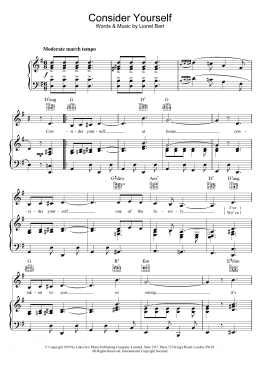 page one of Consider Yourself (from Oliver!) (Piano, Vocal & Guitar Chords (Right-Hand Melody))