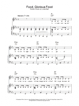 page one of Food, Glorious Food (Piano, Vocal & Guitar Chords (Right-Hand Melody))