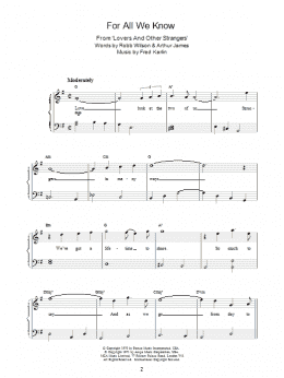 page one of For All We Know (Easy Piano)