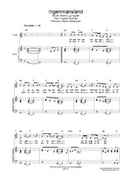 page one of Ingenmansland (Piano, Vocal & Guitar Chords)