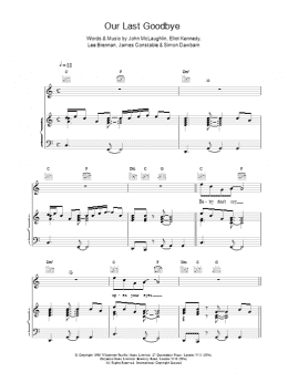 page one of Our Last Goodbye (Piano, Vocal & Guitar Chords)