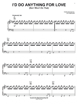 page one of I'd Do Anything For Love (But I Won't Do That) (Piano, Vocal & Guitar Chords (Right-Hand Melody))