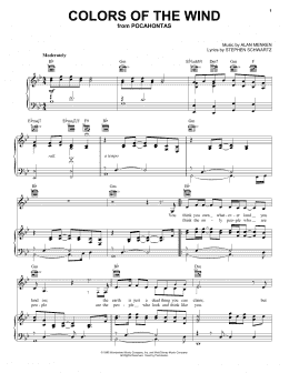 page one of Colors Of The Wind (from Pocahontas) (Piano, Vocal & Guitar Chords (Right-Hand Melody))