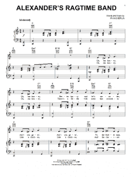 page one of Alexander's Ragtime Band (Piano, Vocal & Guitar Chords (Right-Hand Melody))