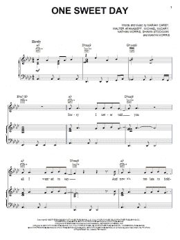 page one of One Sweet Day (Piano, Vocal & Guitar Chords (Right-Hand Melody))