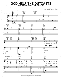 page one of God Help The Outcasts (from The Hunchback Of Notre Dame) (Piano, Vocal & Guitar Chords (Right-Hand Melody))