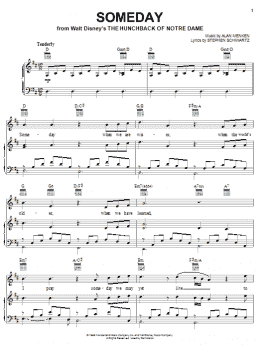 page one of Someday (from The Hunchback Of Notre Dame) (Piano, Vocal & Guitar Chords (Right-Hand Melody))