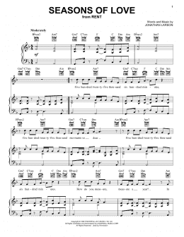 page one of Seasons Of Love (from Rent) (Piano, Vocal & Guitar Chords (Right-Hand Melody))