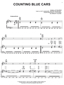 page one of Counting Blue Cars (Piano, Vocal & Guitar Chords (Right-Hand Melody))