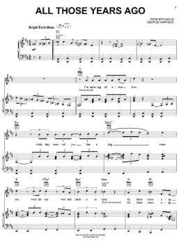 page one of All Those Years Ago (Piano, Vocal & Guitar Chords (Right-Hand Melody))