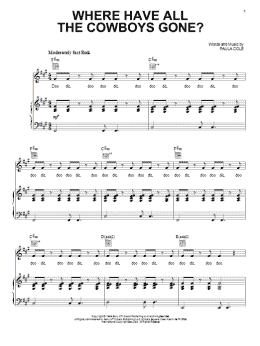 page one of Where Have All The Cowboys Gone? (Piano, Vocal & Guitar Chords (Right-Hand Melody))