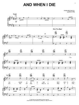 page one of And When I Die (Piano, Vocal & Guitar Chords (Right-Hand Melody))