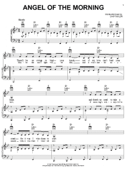page one of Angel Of The Morning (Piano, Vocal & Guitar Chords (Right-Hand Melody))