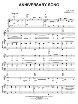 page one of Anniversary Song (Piano, Vocal & Guitar Chords (Right-Hand Melody))