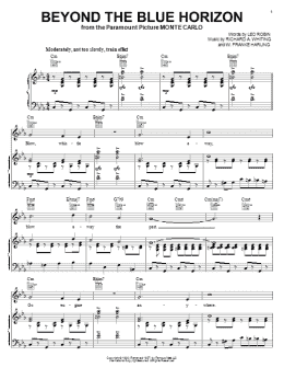 page one of Beyond The Blue Horizon (Piano, Vocal & Guitar Chords (Right-Hand Melody))