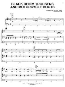 page one of Black Denim Trousers And Motorcycle Boots (Piano, Vocal & Guitar Chords (Right-Hand Melody))