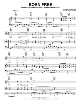 page one of Born Free (Piano, Vocal & Guitar Chords (Right-Hand Melody))