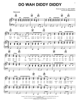 page one of Do Wah Diddy Diddy (Piano, Vocal & Guitar Chords (Right-Hand Melody))