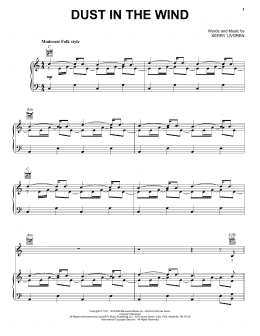 page one of Dust In The Wind (Piano, Vocal & Guitar Chords (Right-Hand Melody))