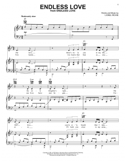 page one of Endless Love (Piano, Vocal & Guitar Chords (Right-Hand Melody))